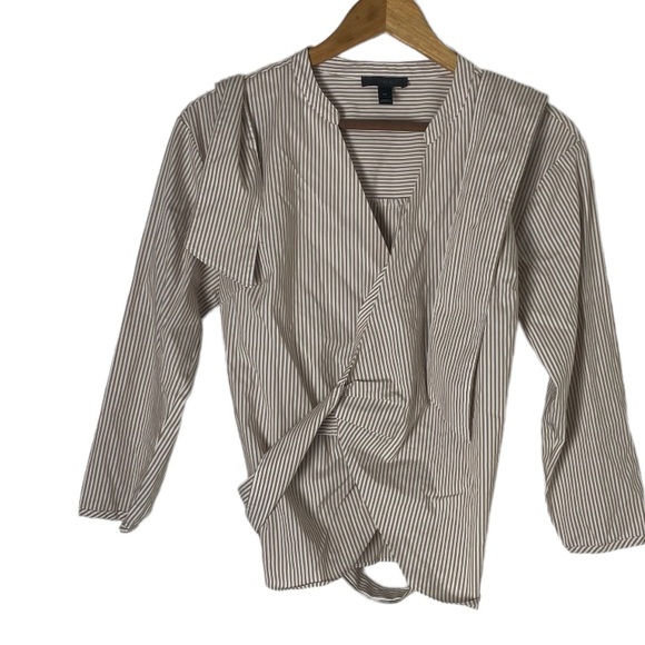 J Crew Cotton Stripe Wrap Top Size S/P - Picture 3 of 8